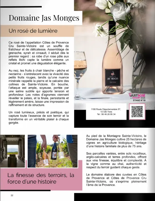 Article sur le Domaine Jas Monges dans le magazine G soif d'avril 2026